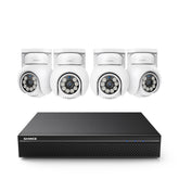 10 Channel 4K PoE Security Camera System with 4 Cameras, 8MP Outdoor Pan-Tilt IP Cameras, AI Detection, Smart Tracking, Color Night Vision, H.265+, Two-Way Audio